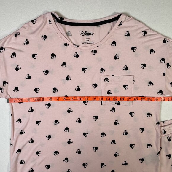 Disney Minnie Mouse Pink Pajama Set Short Sleeve Top Shorts Pockets Size M - Picture 10 of 16